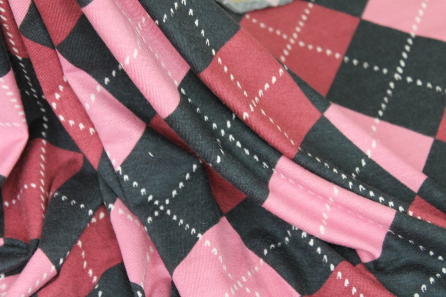 Argyle Check Print Jersey - Pink/Burgundy/Navy fabric, image 5 of 7
