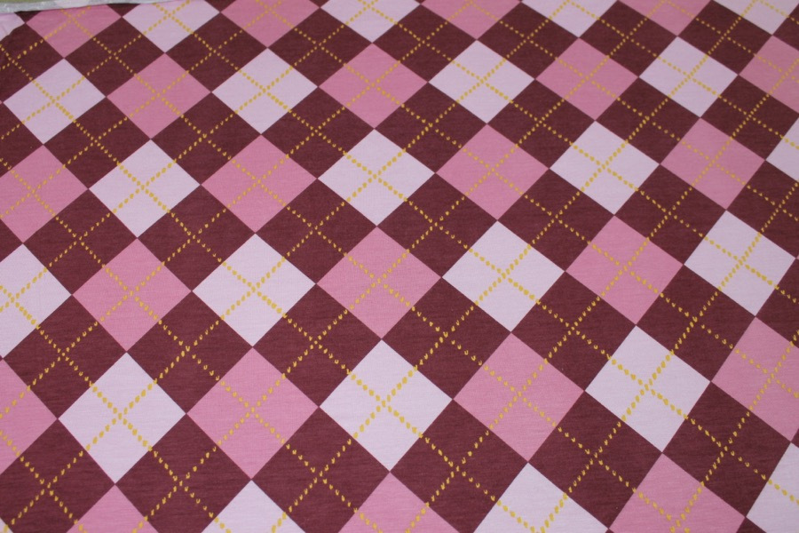 Argyle Check Print Jersey - Pinks fabric, image 6 of 6