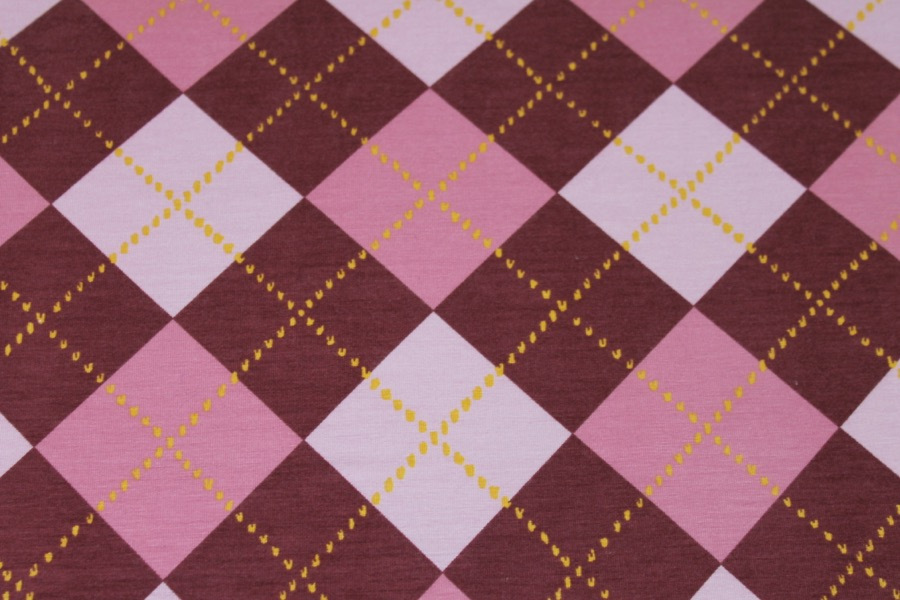 Argyle Check Print Jersey - Pinks fabric, image 3 of 6
