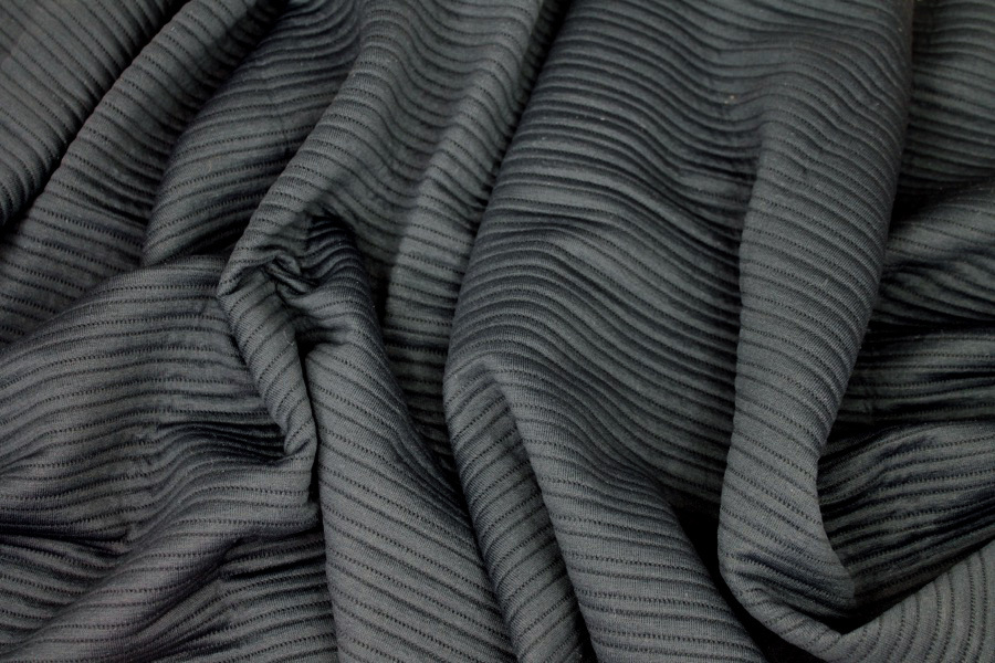 Stripe Weave Jersey - Black fabric, image 3 of 5