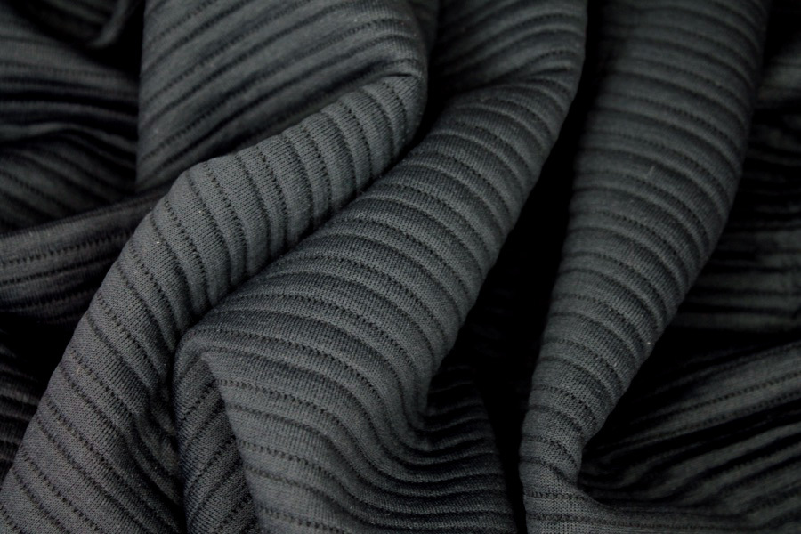 Stripe Weave Jersey - Black - 0.35m Piece fabric, image 4 of 5
