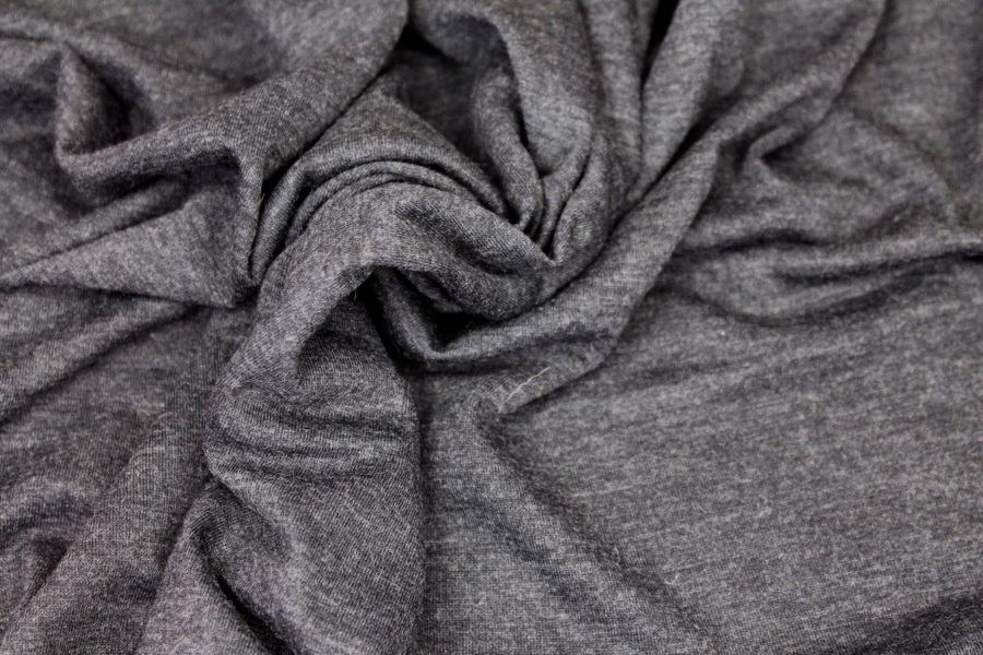 Soft Wool Mix Jersey - Charcoal fabric, image 2 of 6