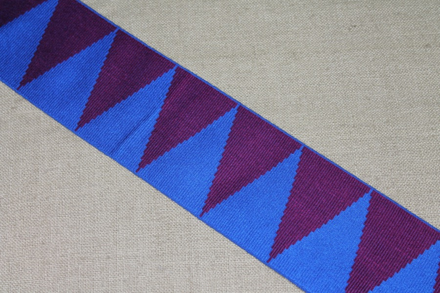 Wide Grosgrain Ribbon - Blue and Burgundy Triangles trim, image 4 of 4