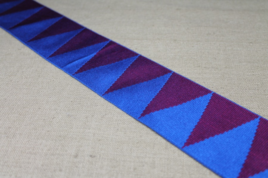 Wide Grosgrain Ribbon - Blue and Burgundy Triangles trim, image 2 of 4