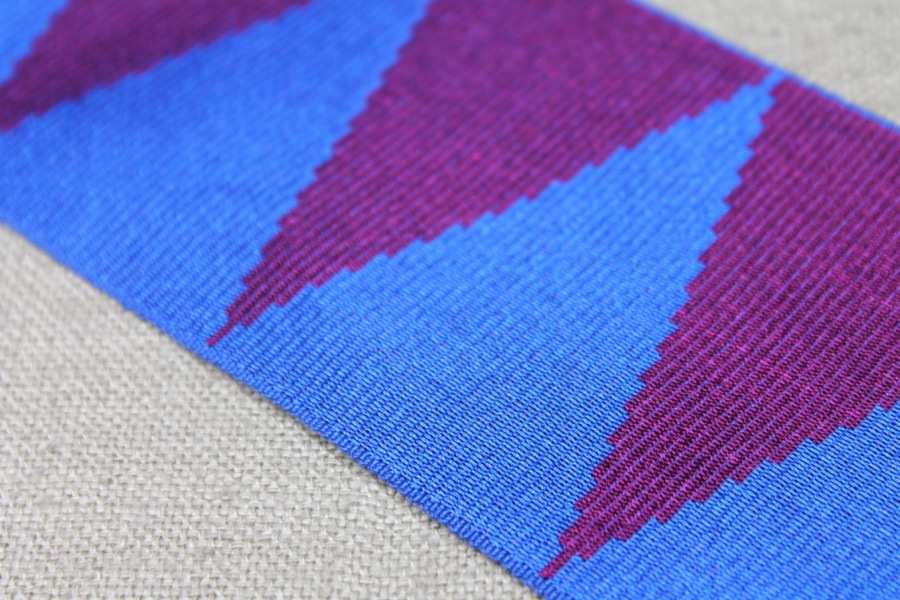 Wide Grosgrain Ribbon - Blue and Burgundy Triangles trim, image 3 of 4