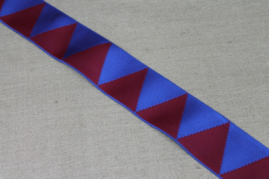 Grosgrain Ribbon - Blue and Burgundy Triangles trim, image 2 of 5