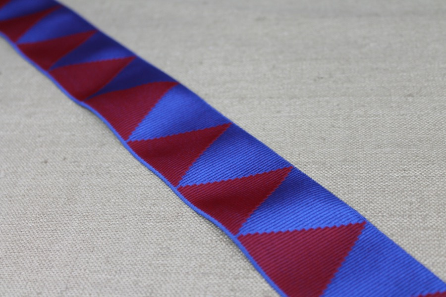 Grosgrain Ribbon - Blue and Burgundy Triangles trim, image 4 of 5