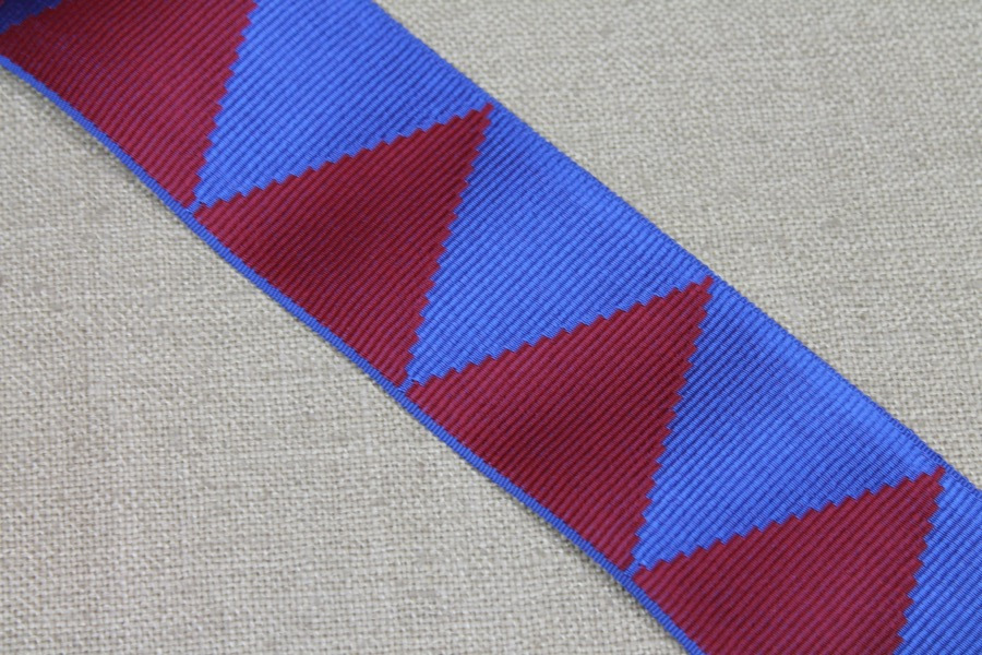 Grosgrain Ribbon - Blue and Burgundy Triangles trim, image 5 of 5