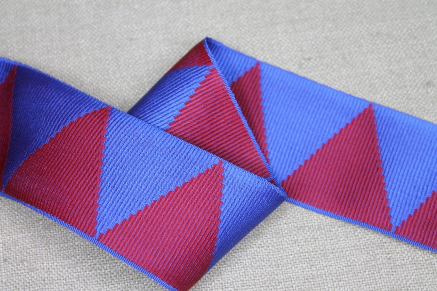 Grosgrain Ribbon - Blue and Burgundy Triangles trim
