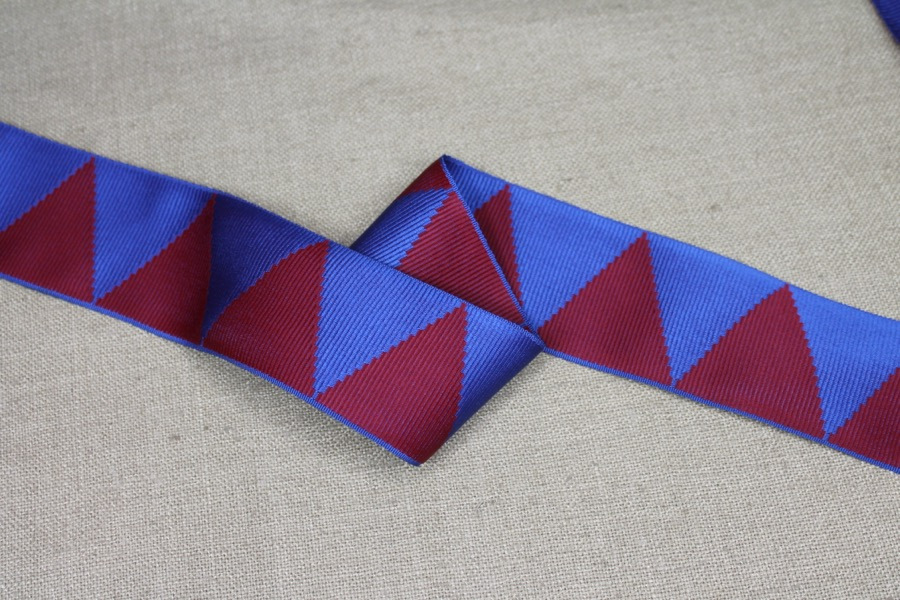 Grosgrain Ribbon - Blue and Burgundy Triangles trim, image 3 of 5