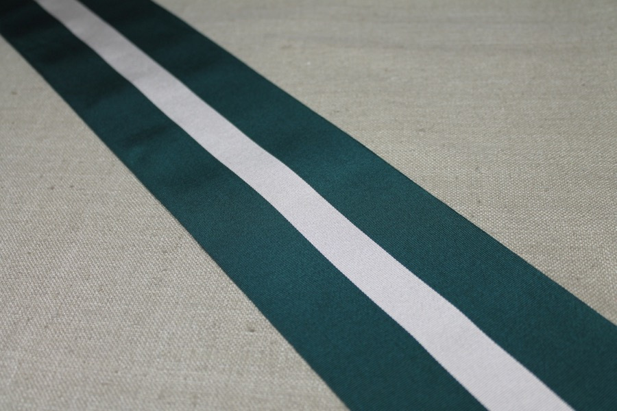 Silk Grosgrain Ribbon - Green and Beige trim, image 2 of 5
