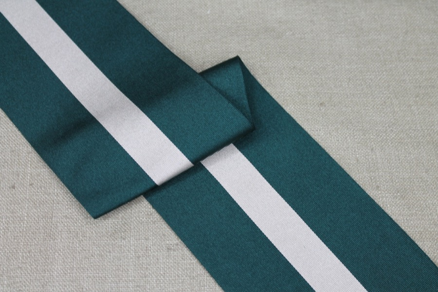 Silk Grosgrain Ribbon - Green and Beige trim, image 4 of 5