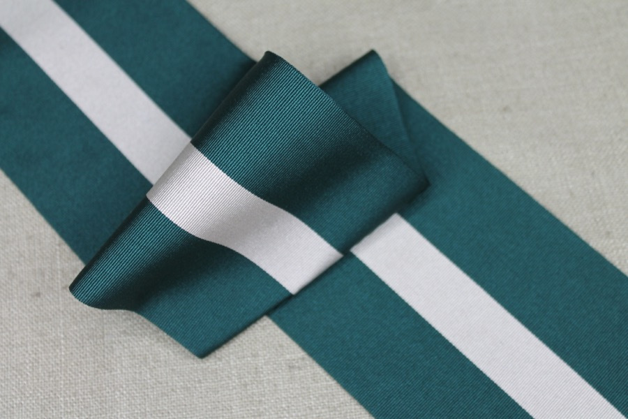 Silk Grosgrain Ribbon - Green and Beige trim