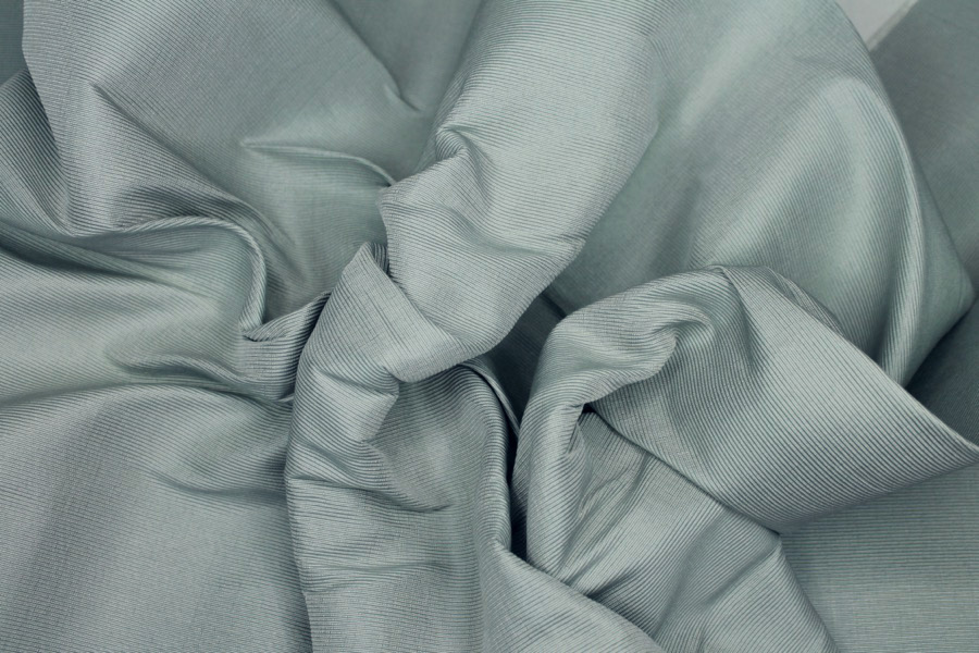 Sea Blue Silk Cotton "Grosgrain" fabric, image 3 of 7