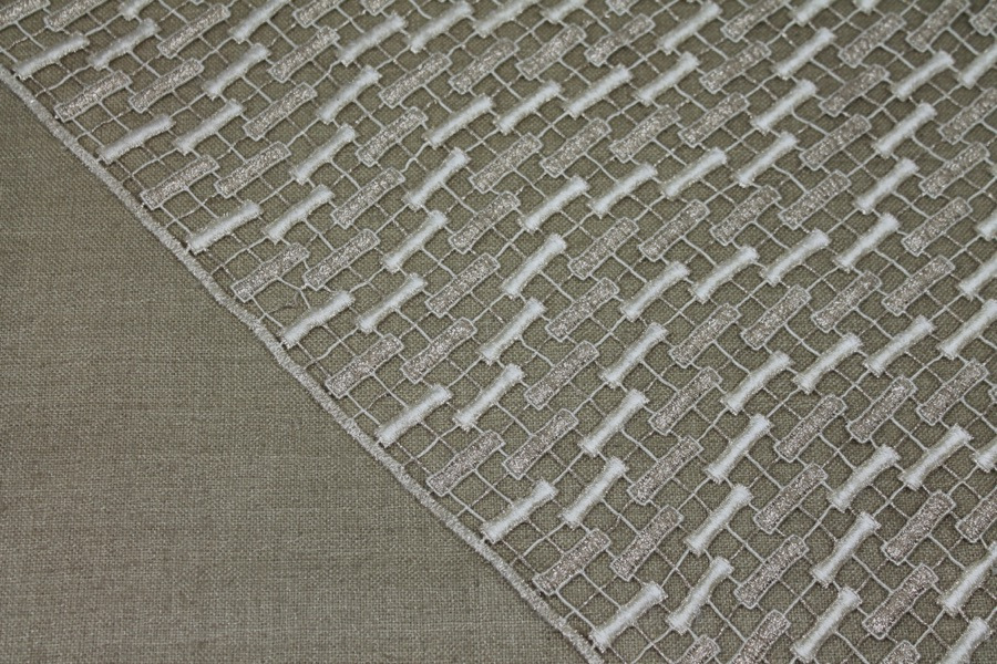 Metallic Guipure Lace - Rectangle Pattern - Cream / Gold fabric, image 2 of 7