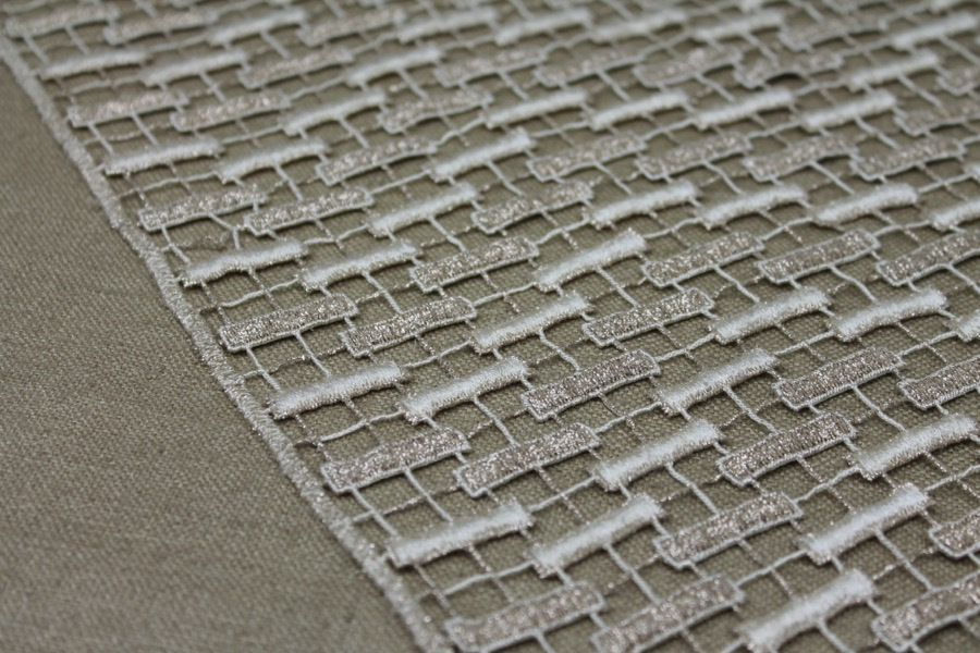 Metallic Guipure Lace - Rectangle Pattern - Cream / Gold fabric, image 6 of 7