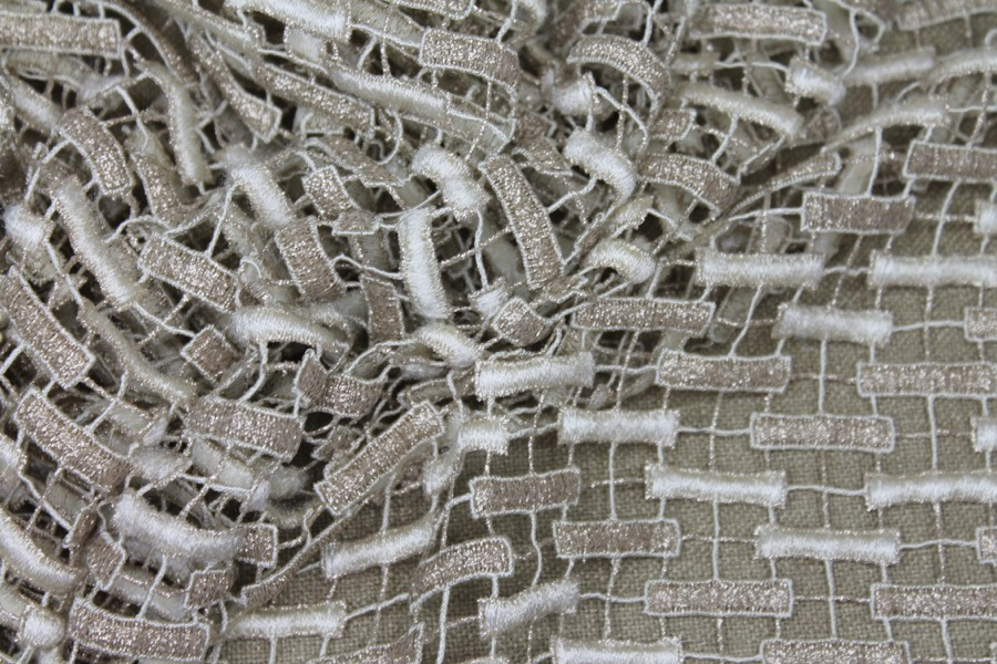 Metallic Guipure Lace - Rectangle Pattern - Cream / Gold fabric, image 7 of 7