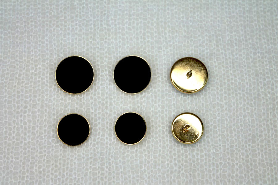 Black Cabouchon Inlay in Gold Metal Shank Button - 2.3cm