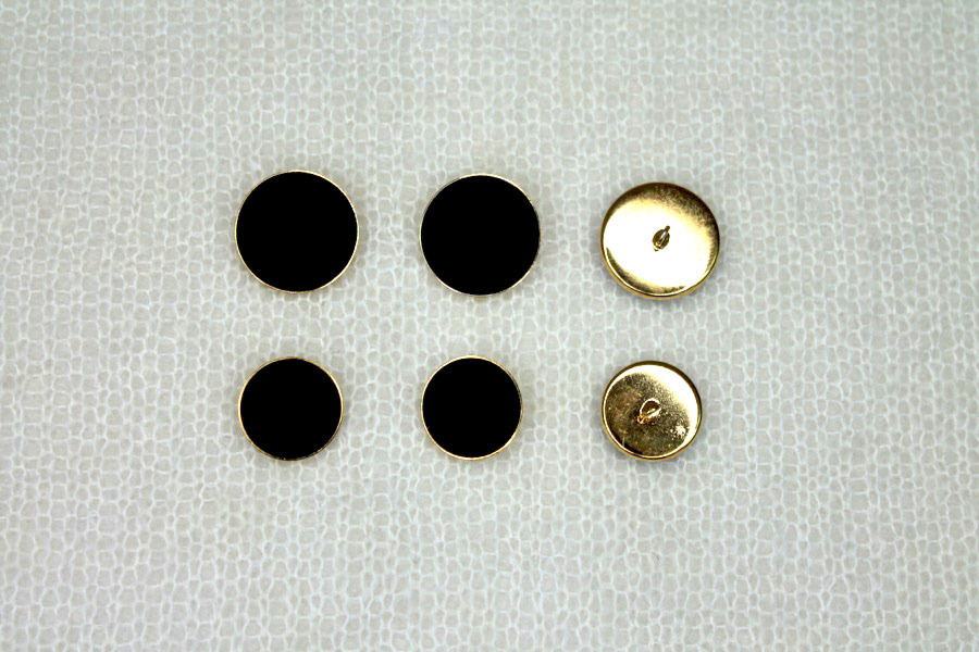 Black Cabouchon Inlay in Gold Metal Shank Button - 2.3cm, image 2 of 4