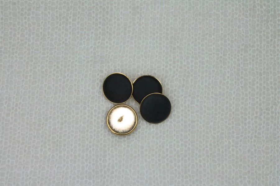 Black Cabouchon Inlay in Gold Metal Shank Button - 2.3cm, image 3 of 4