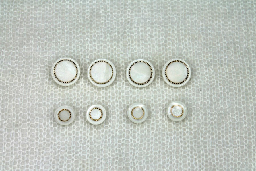 LAST 2 BUTTONS - Round "Pearl" Resin and Gold Inlay Shank Buttons - Ivory - 1.8cm, image 4 of 4