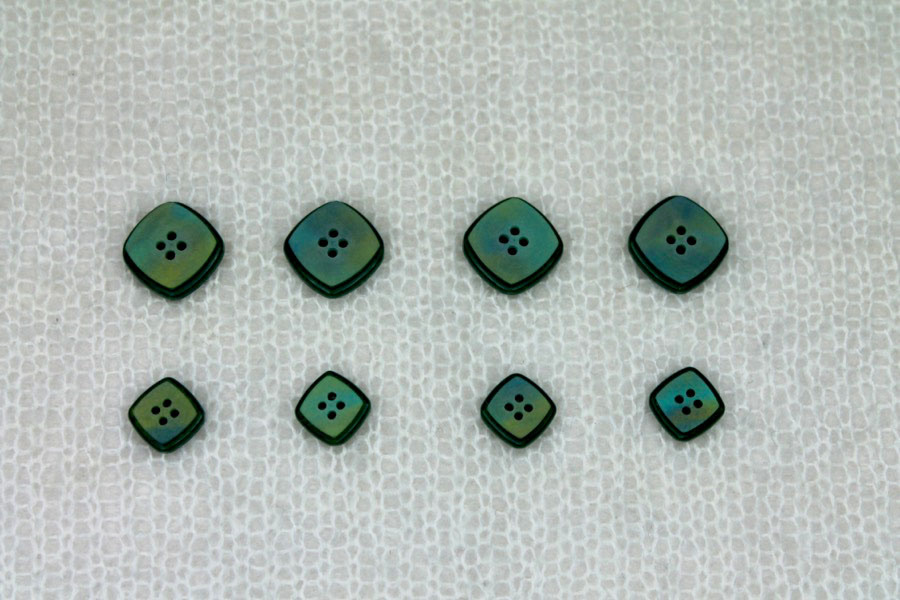 Square "Shell" Resin Inlay Button - Green - 1cm, image 3 of 4