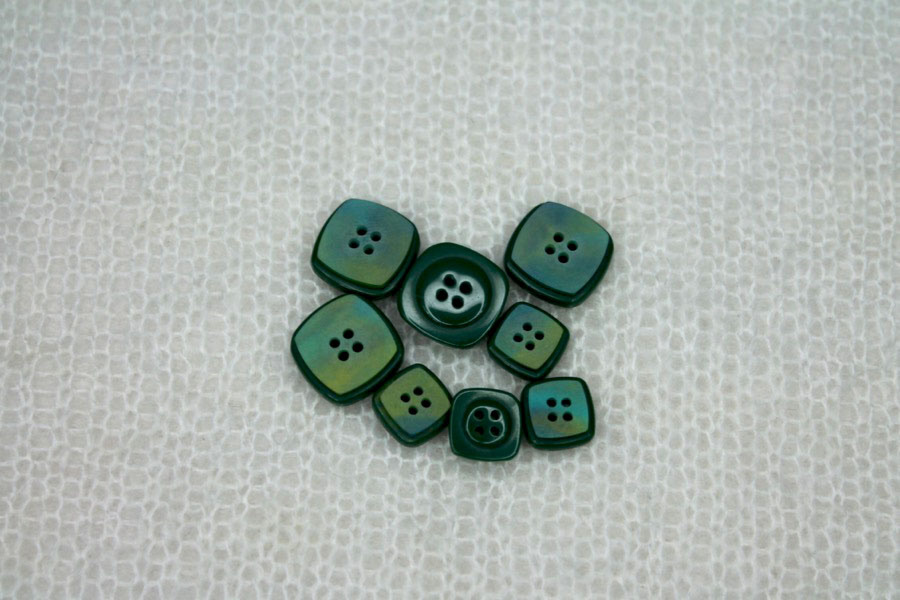 Square "Shell" Resin Inlay Button - Green - 1cm, image 4 of 4