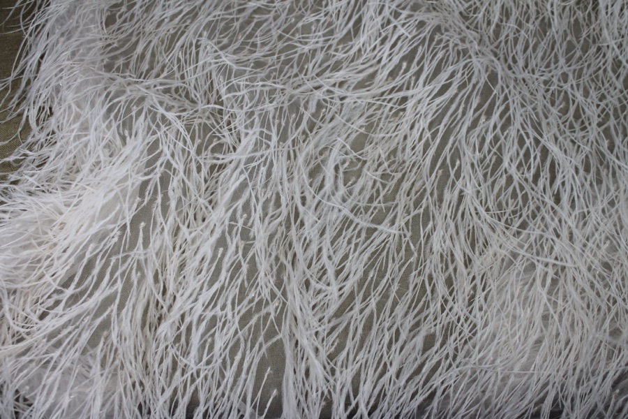 Beads and Ostrich Feathers on Tulle - Blush fabric, image 6 of 7