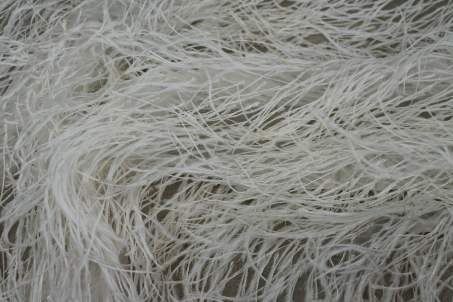 Beads and Ostrich Feathers on Tulle - Blush fabric, image 7 of 7