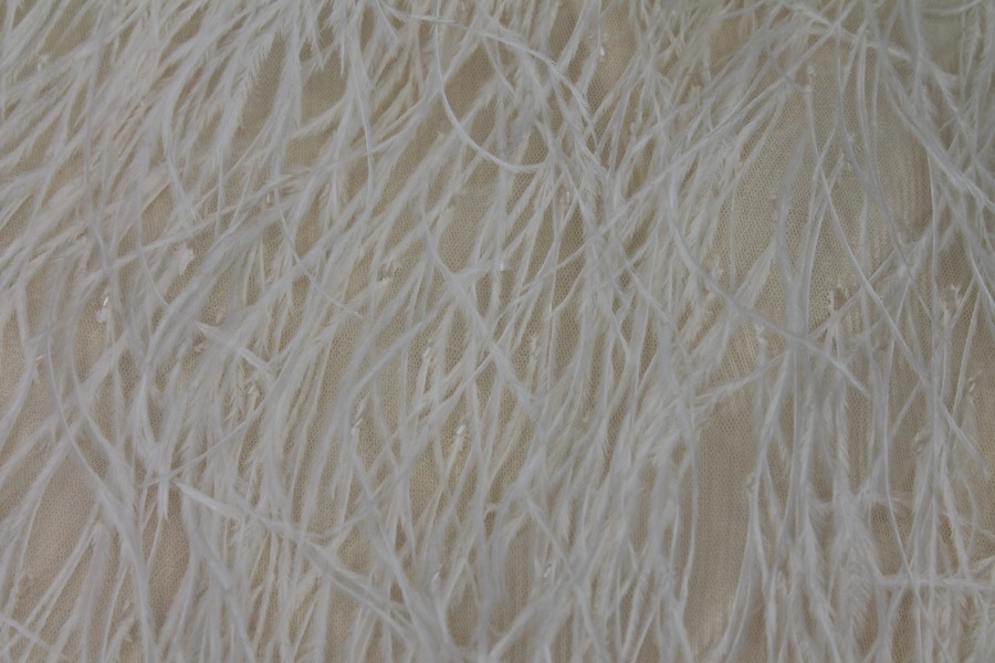 Beads and Ostrich Feathers on Tulle - Blush fabric, image 4 of 7