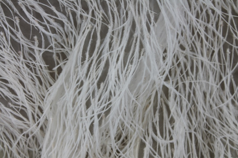 Beads and Ostrich Feathers on Tulle - Blush fabric, image 5 of 7