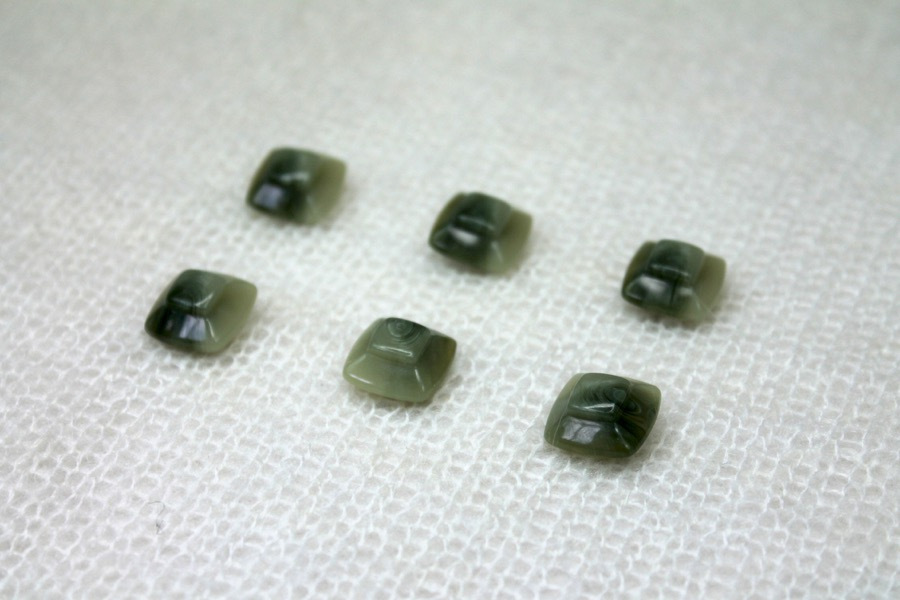 Square Green Nylon "Jade" Button - 1.6cm