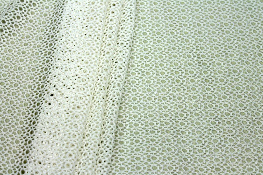 Corded Mesh Fabric - Ivory, image 3 of 7