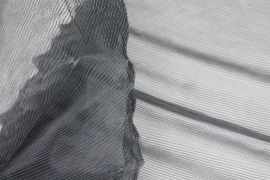 Pleated Black Poly Organza fabric, image 2 of 8