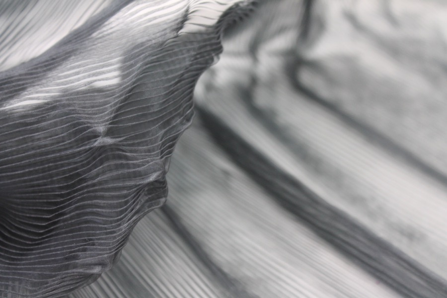 Pleated Black Poly Organza fabric