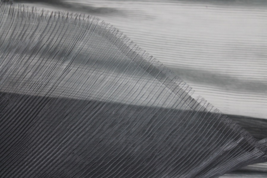 Pleated Black Poly Organza fabric, image 6 of 8