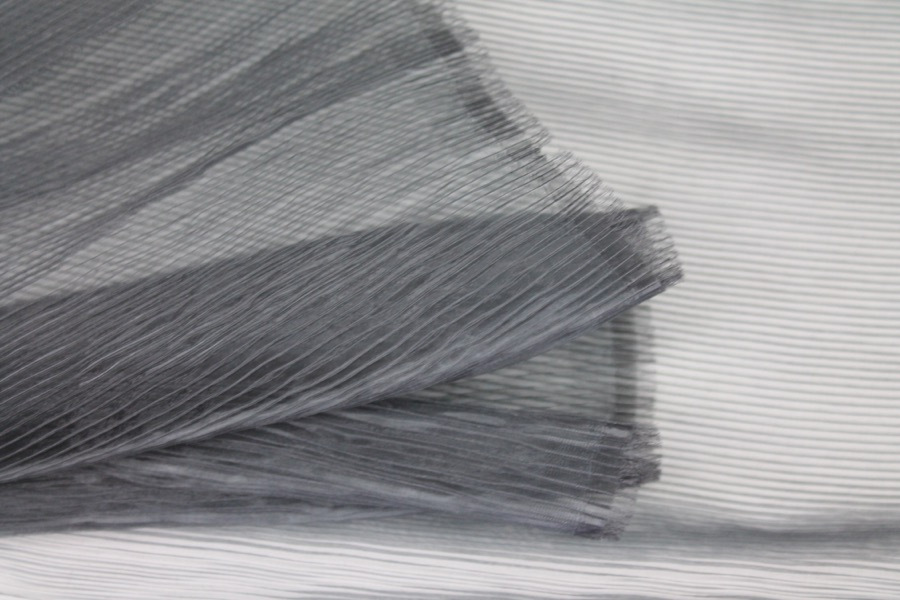Pleated Black Poly Organza fabric, image 4 of 8