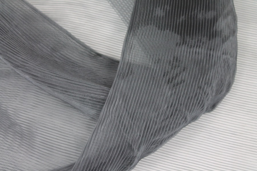 Pleated Black Poly Organza fabric, image 3 of 8