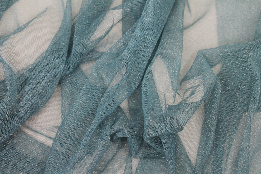 Sparkly Soft Tulle - Dusty Blue / Silver fabric, image 4 of 5