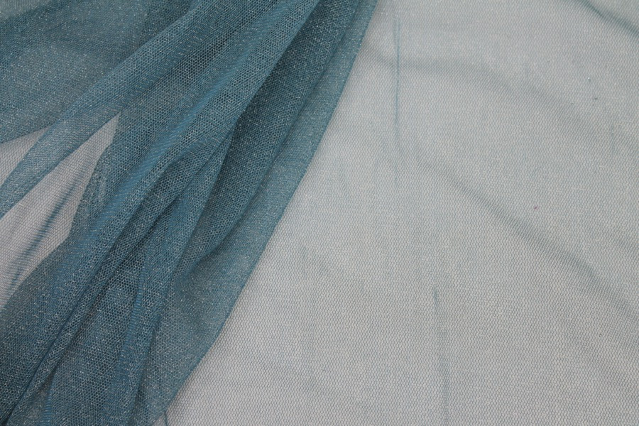Sparkly Soft Tulle - Dusty Blue / Silver fabric, image 3 of 5