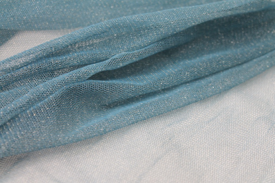 Sparkly Soft Tulle - Dusty Blue / Silver fabric, image 2 of 5