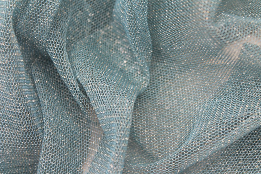 Sparkly Soft Tulle - Dusty Blue / Silver fabric, image 5 of 5