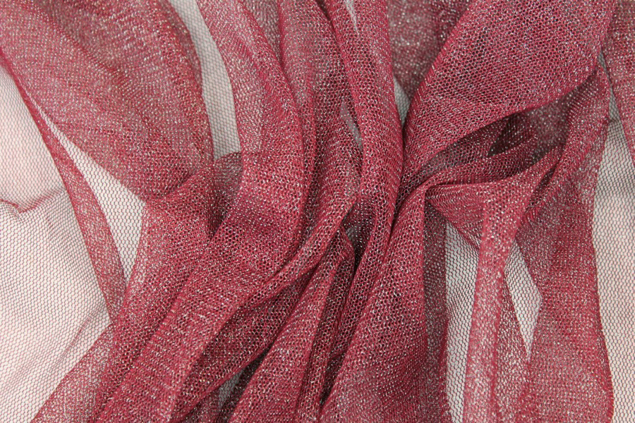 Sparkly Soft Tulle - Burgundy / Silver fabric, image 2 of 4