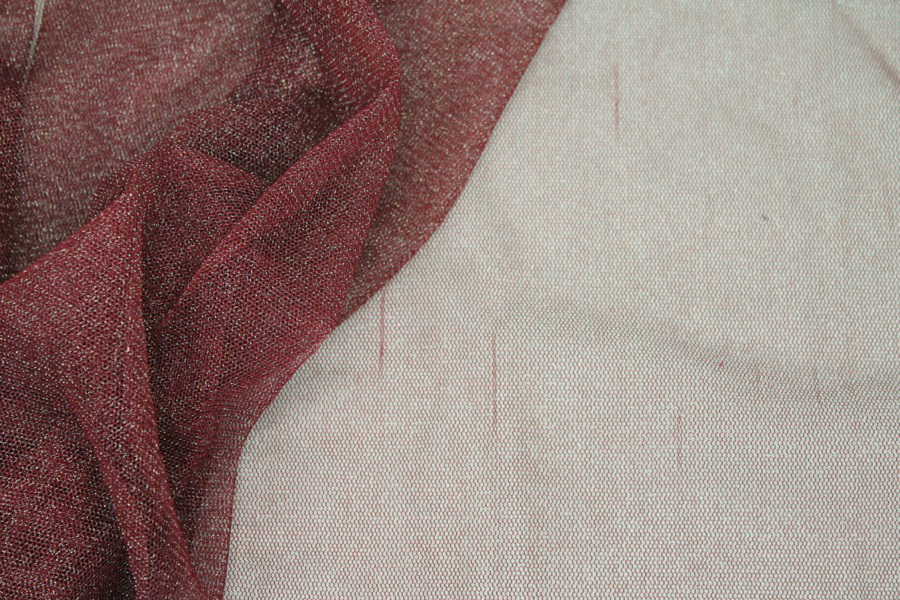 Sparkly Soft Tulle - Burgundy / Silver fabric, image 4 of 4