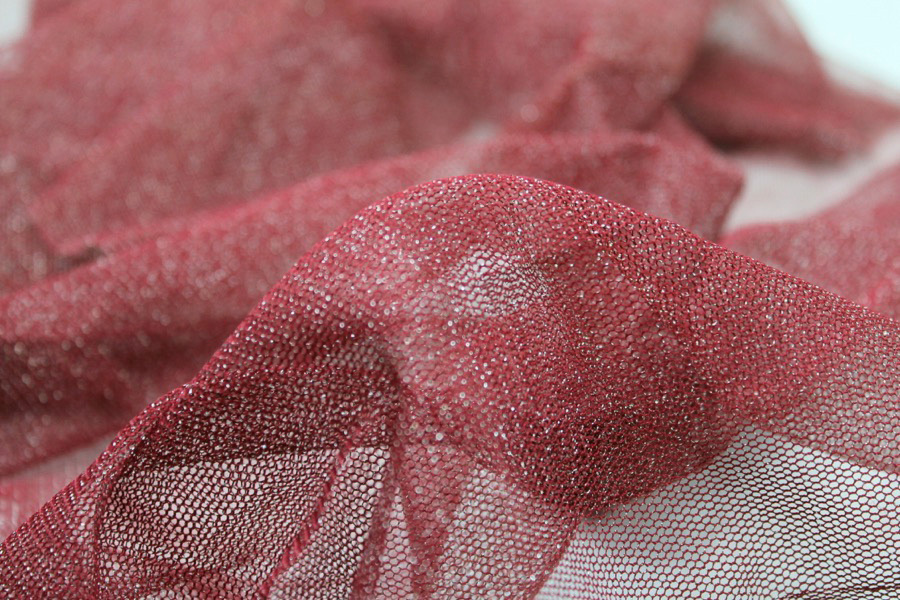 Sparkly Soft Tulle - Burgundy / Silver fabric, image 3 of 4