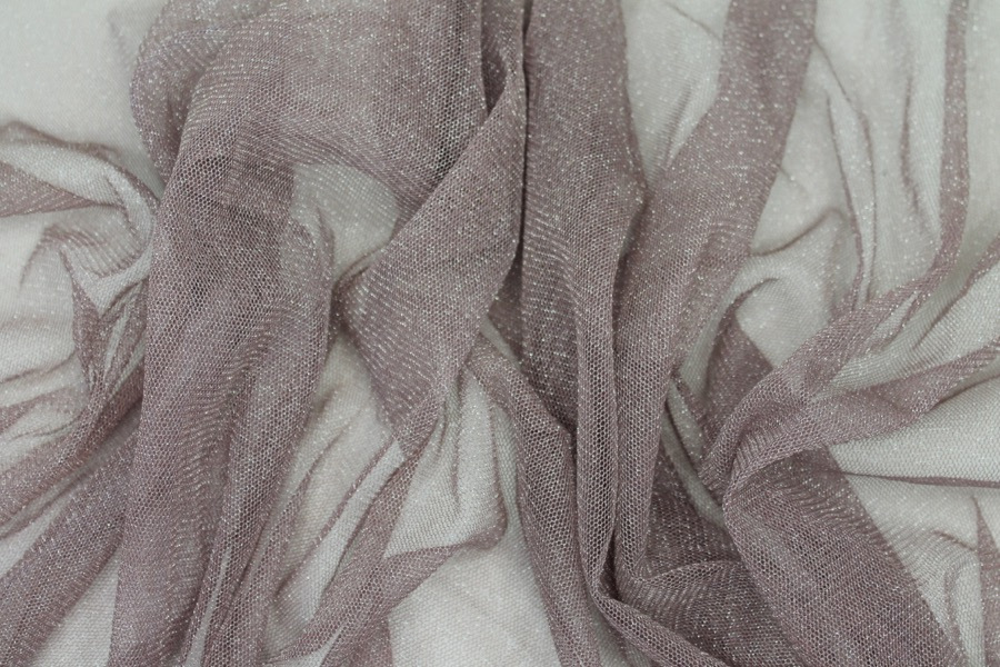 Sparkly Soft Tulle - Mauve / Silver fabric, image 3 of 5