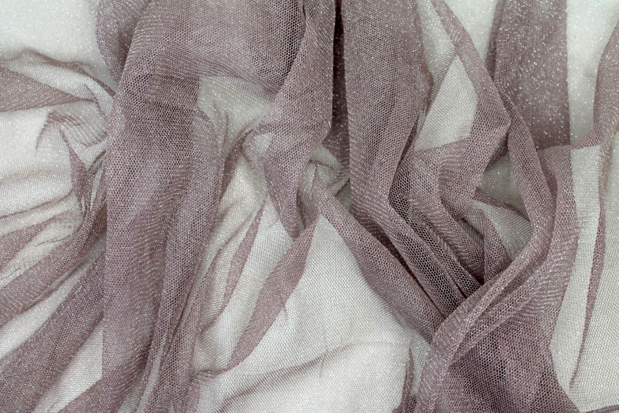 Sparkly Soft Tulle - Mauve / Silver fabric, image 2 of 5