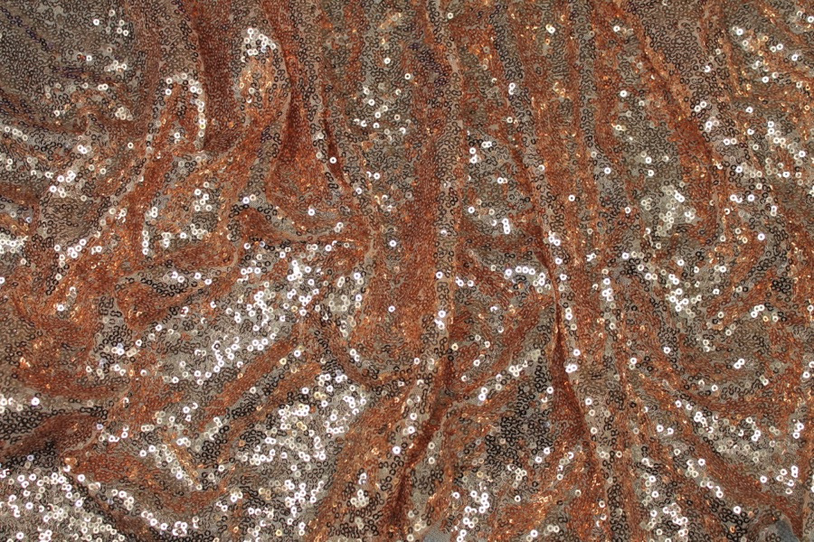 Small Rose Gold Sequin On Tulle fabric, image 3 of 9