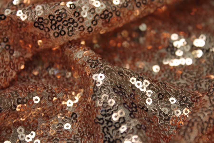 Small Rose Gold Sequin On Tulle fabric, image 5 of 9