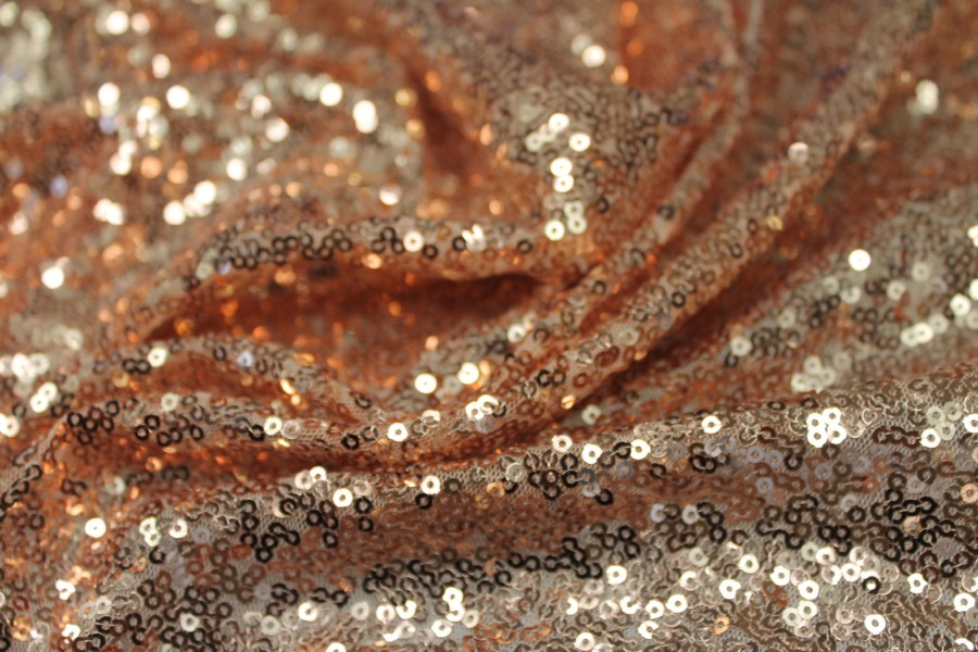 Small Rose Gold Sequin On Tulle fabric